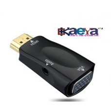 OkaeYa HDMI to VGA Converter with Audio Cable Male to Female for PC Laptop Tablet Support HDTV Adapter (Black and White)